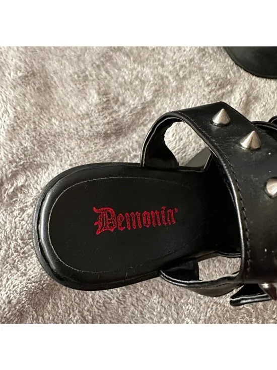 Demonia Dynamite-02 Black Star Cutout Platform Sandals Shoes Women's 8 - Picture 3 of 8